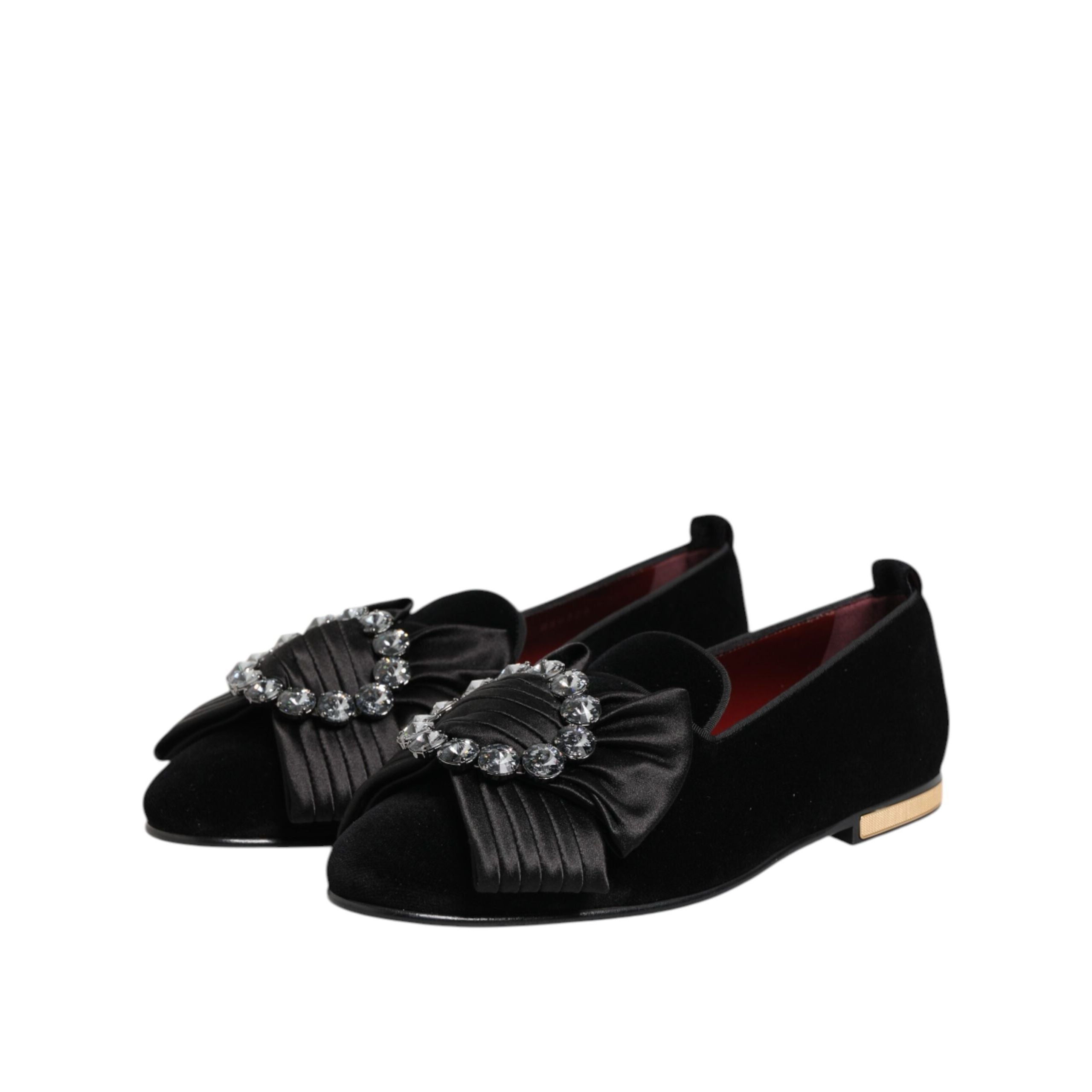 Dolce & Gabbana Black Vaticano Crystal Ribbon Slip-On Sneakers