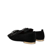 Dolce & Gabbana Black Vaticano Crystal Ribbon Slip-On Sneakers