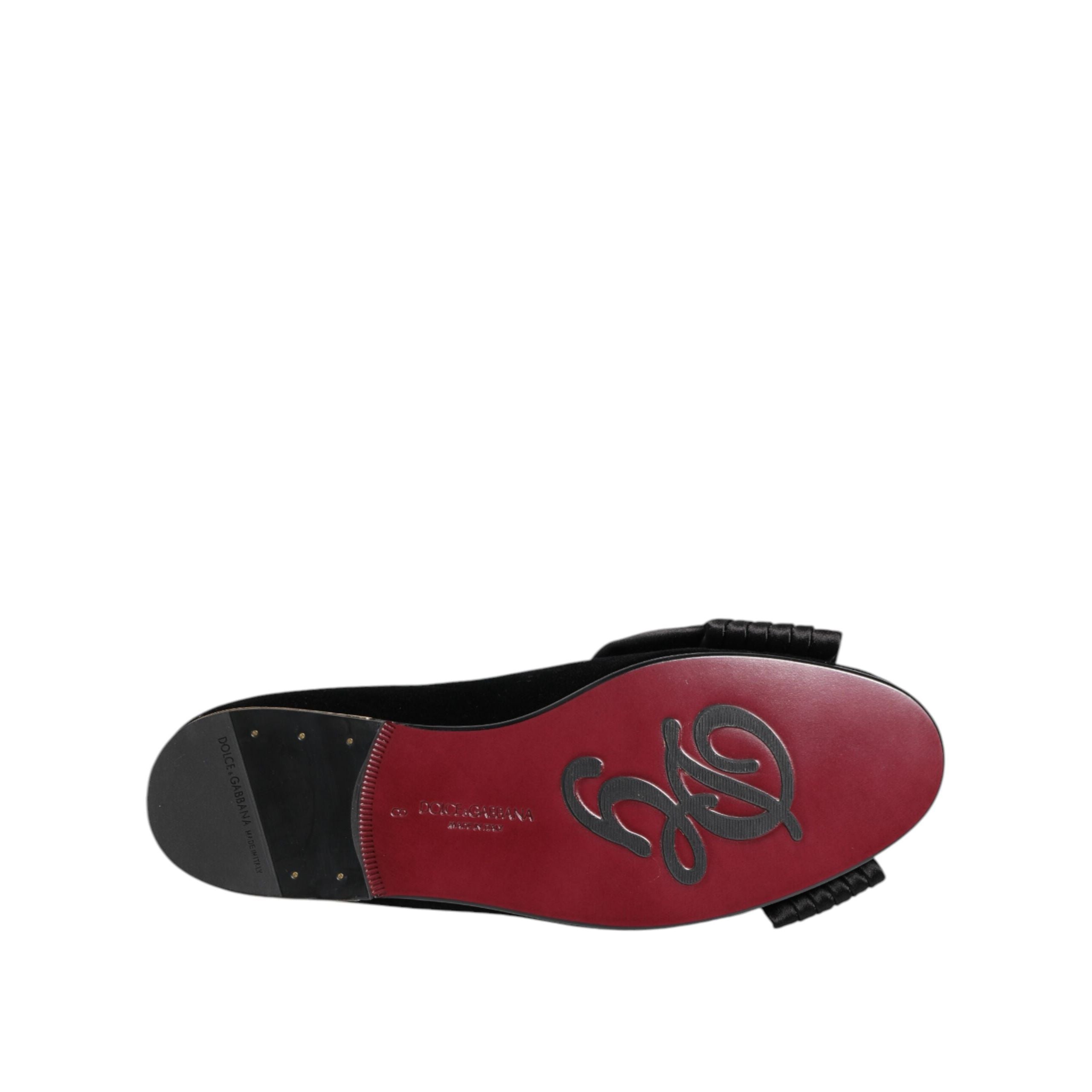Dolce & Gabbana Black Vaticano Crystal Ribbon Slip-On Sneakers