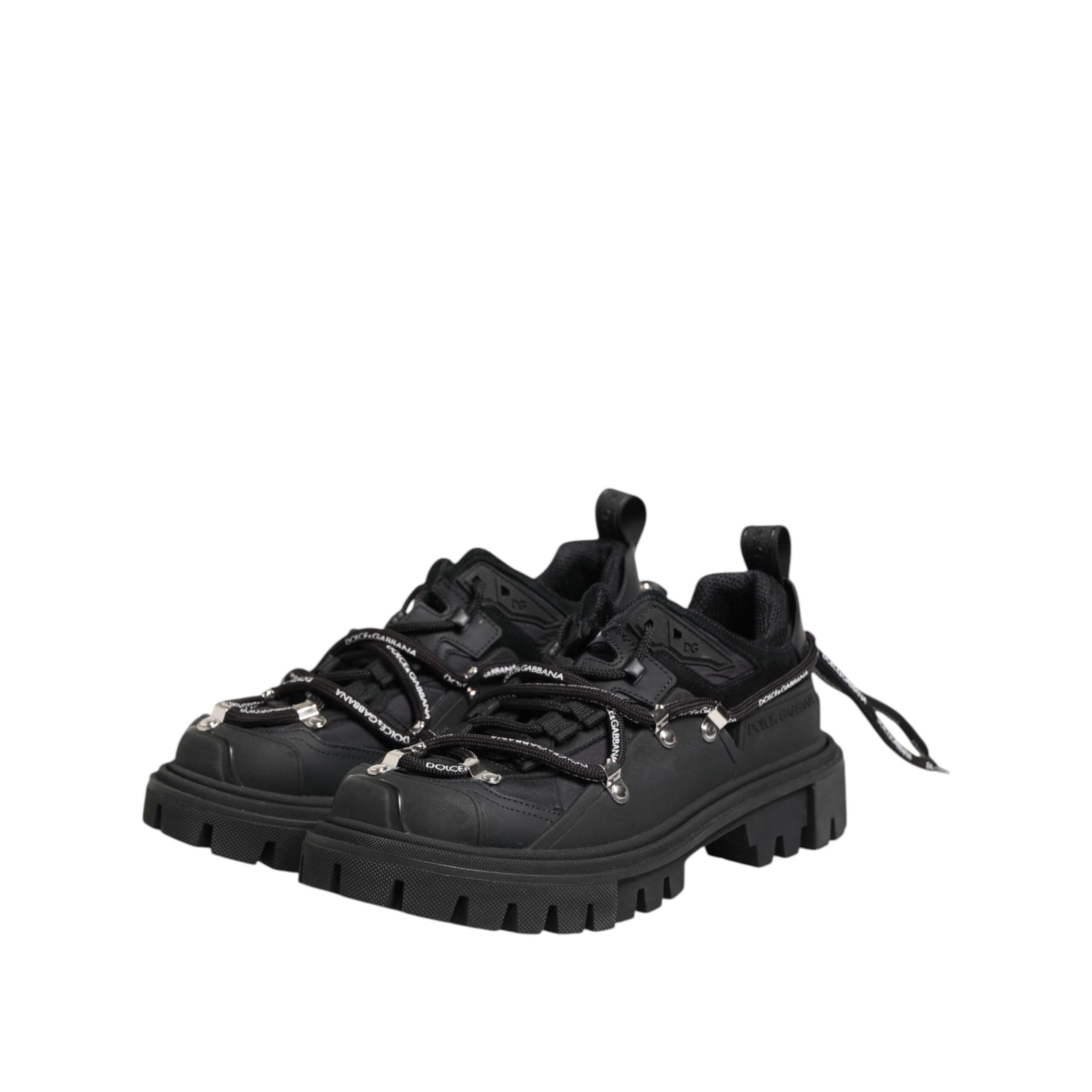 Dolce & Gabbana Black Low Top Lace Up Trekking Sneakers