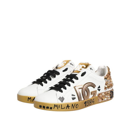 Adidași Portofino Dolce & Gabbana din aur alb cu cristale