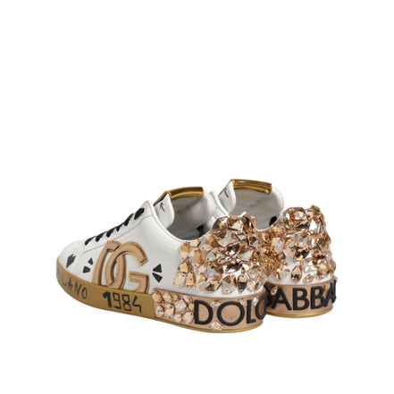 Adidași Portofino Dolce & Gabbana din aur alb cu cristale
