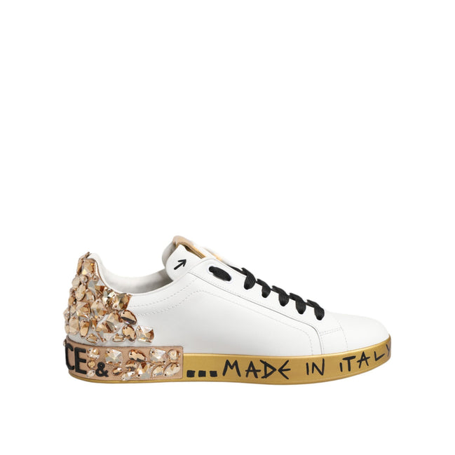 Adidași Portofino Dolce & Gabbana din aur alb cu cristale