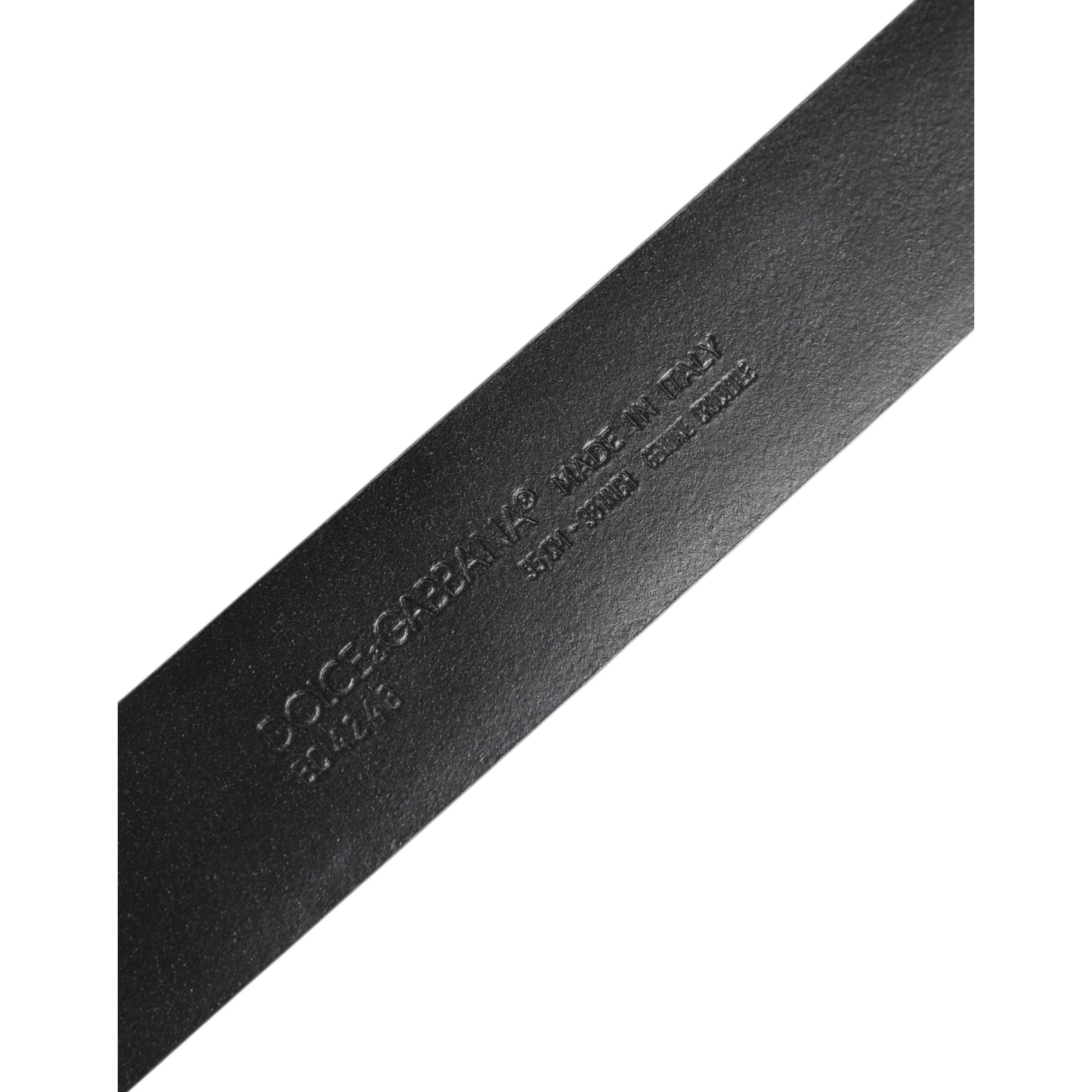 Dolce & Gabbana Black Exotic Leather DG Logo Buckle Belt