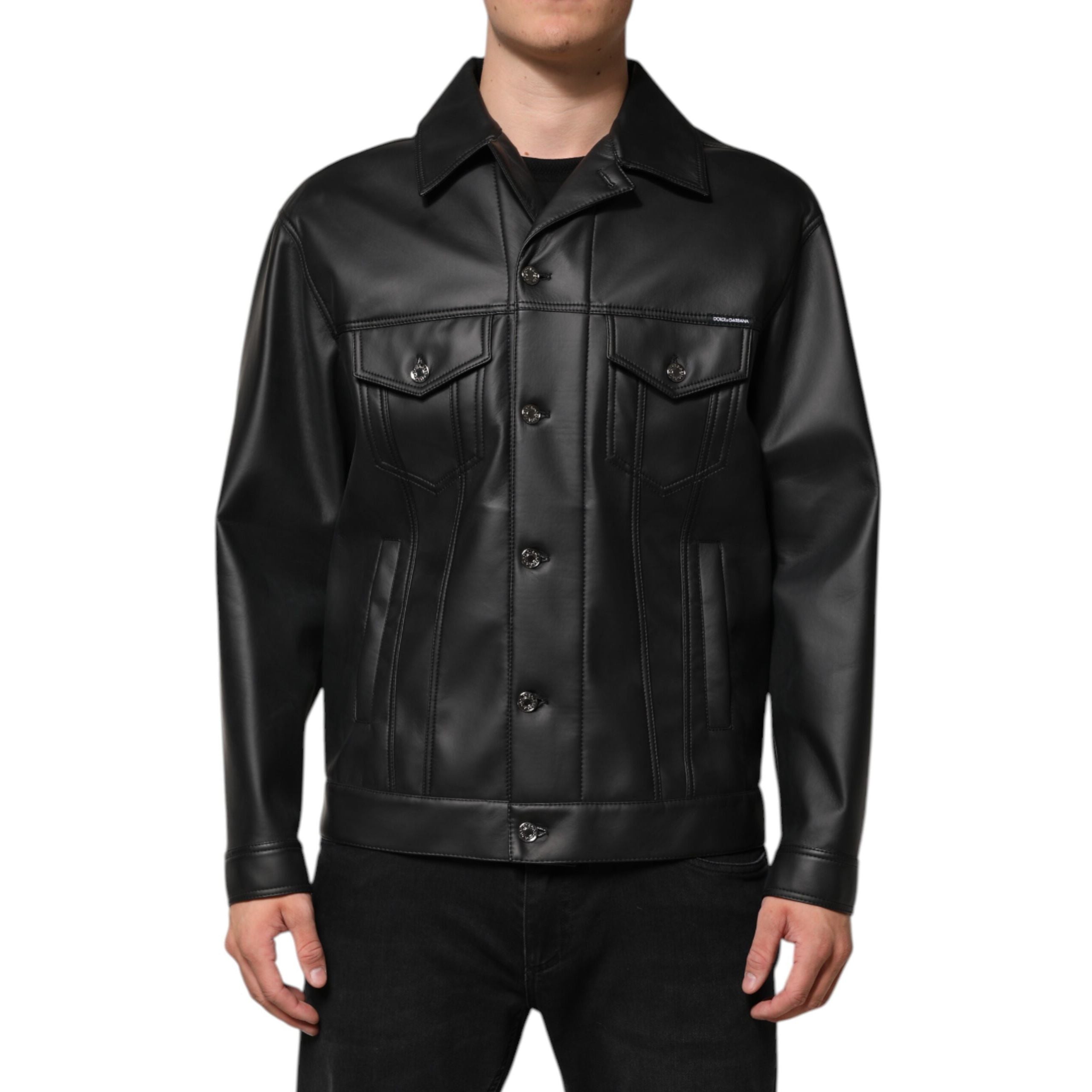 Dolce & Gabbana Black Button Down Biker Jacket