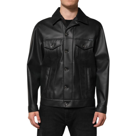 Dolce & Gabbana Black Button Down Biker Jacket