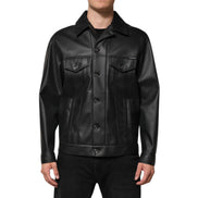 Dolce & Gabbana Black Button Down Biker Jacket