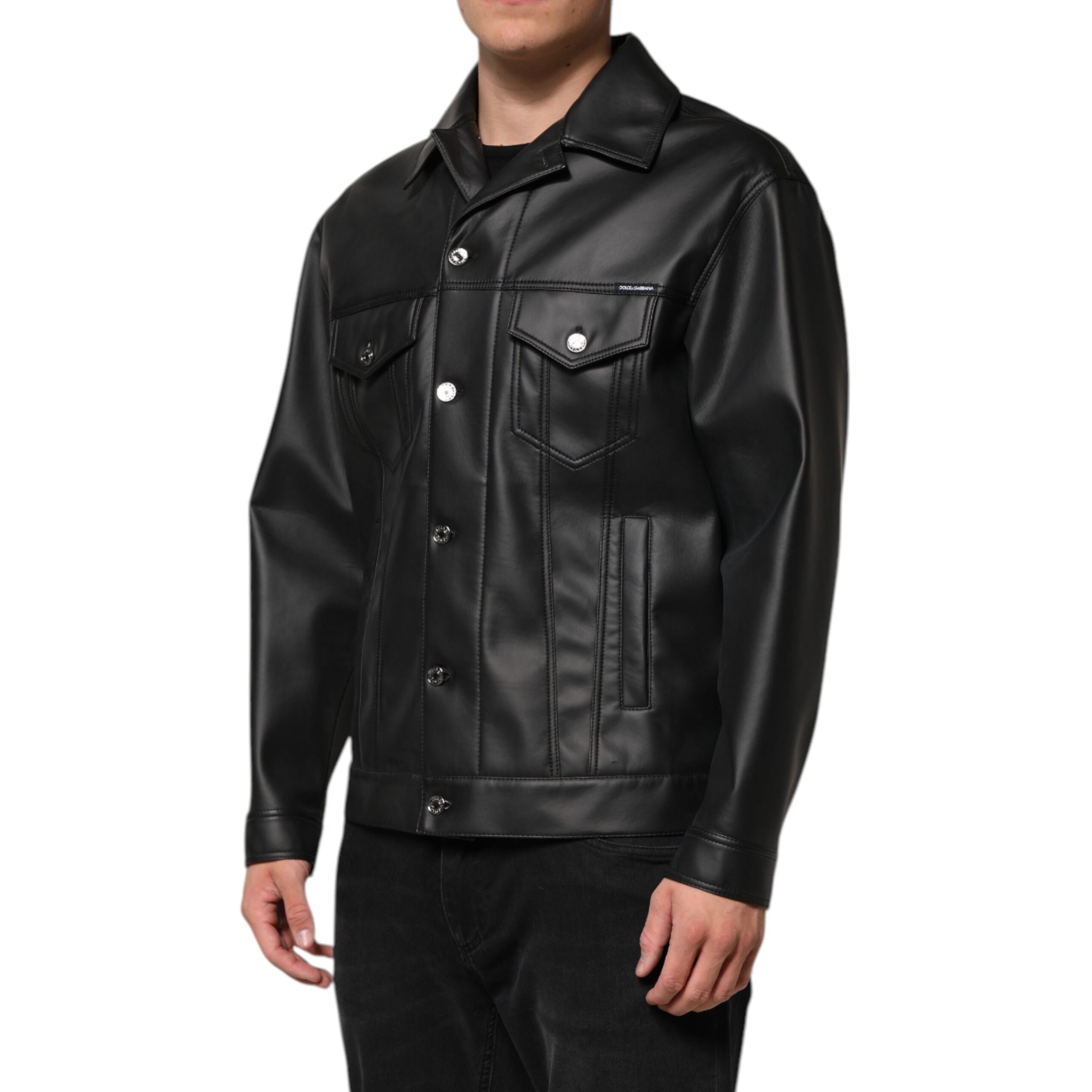 Dolce & Gabbana Black Button Down Biker Jacket