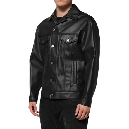 Dolce & Gabbana Black Button Down Biker Jacket