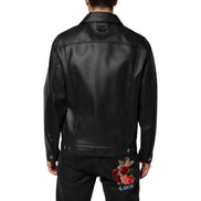 Dolce & Gabbana Black Button Down Biker Jacket