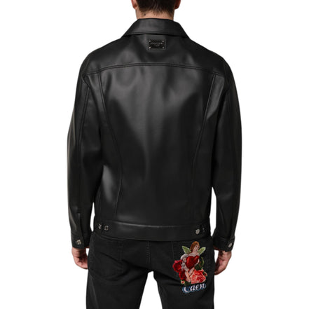 Dolce & Gabbana Black Button Down Biker Jacket