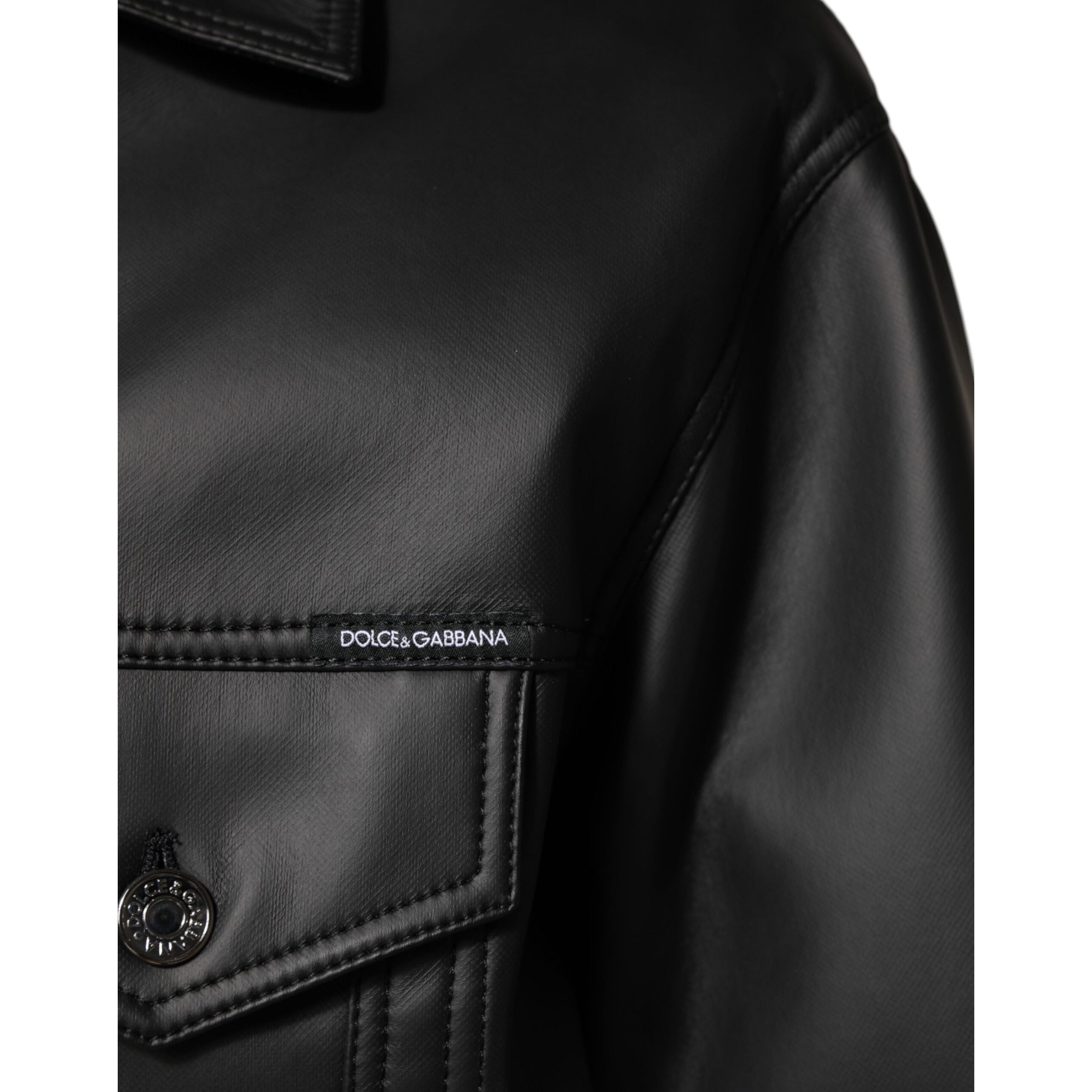 Dolce & Gabbana Black Button Down Biker Jacket
