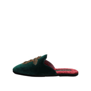 Dolce & Gabbana Green Velvet Cross Embellished Slippers