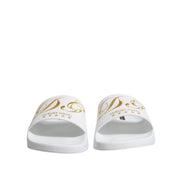 Sandale tip șlapi Dolce & Gabbana din piele albă Beachwear