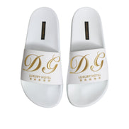 Sandale tip șlapi Dolce & Gabbana din piele albă Beachwear