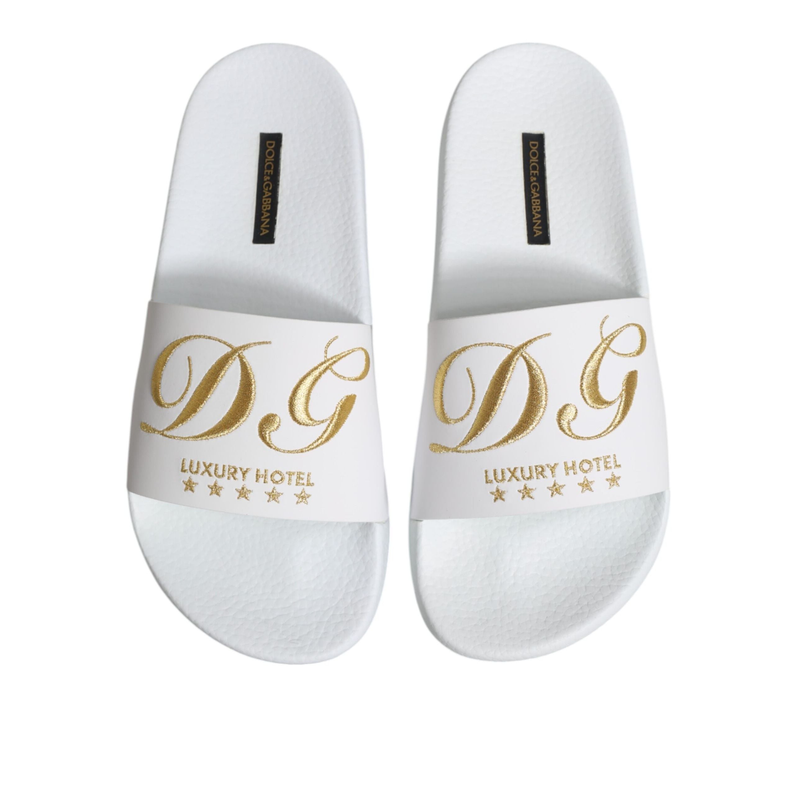 Sandale tip șlapi Dolce & Gabbana din piele albă Beachwear