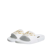 Sandale tip șlapi Dolce & Gabbana din piele albă Beachwear