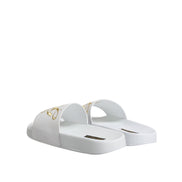 Sandale tip șlapi Dolce & Gabbana din piele albă Beachwear
