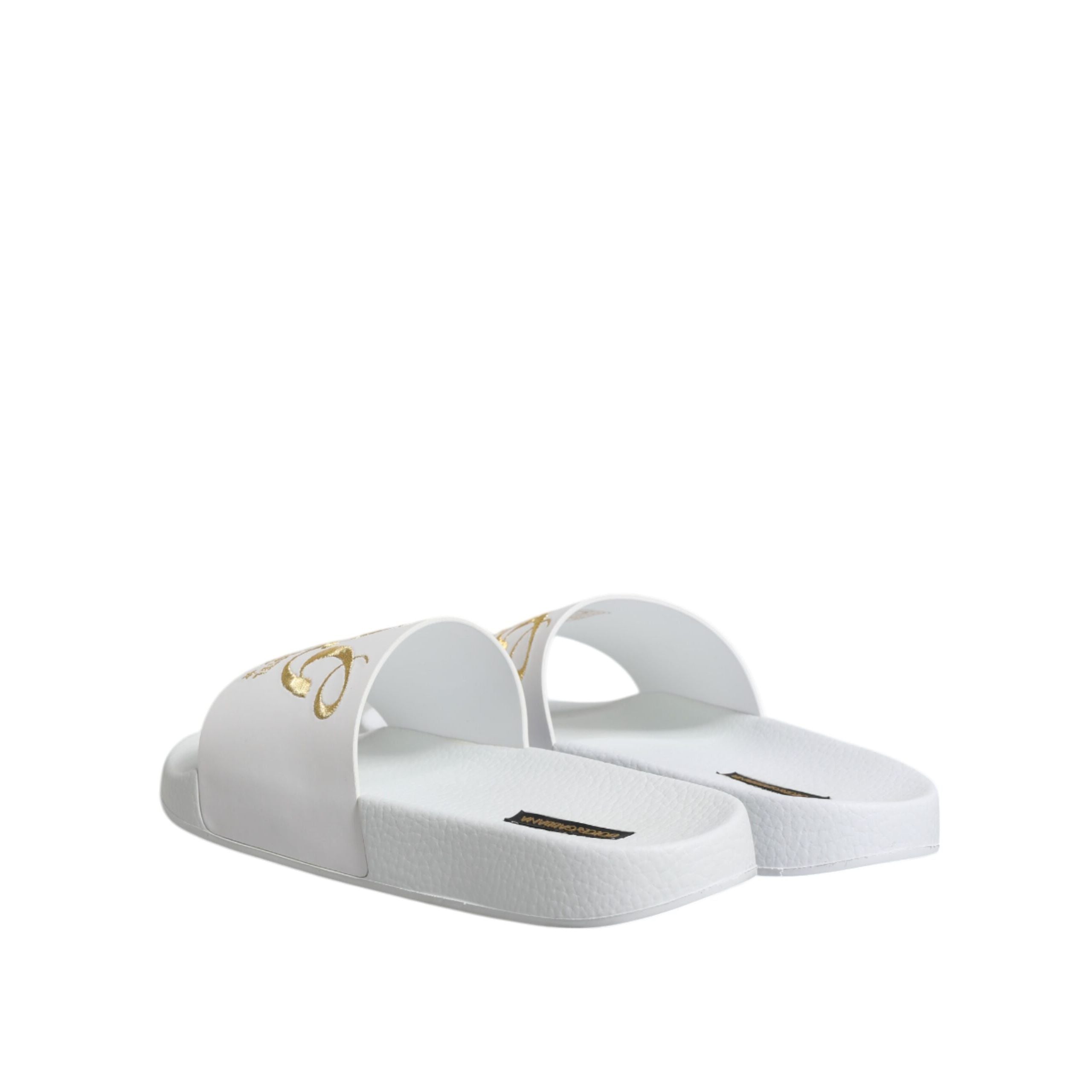 Sandale tip șlapi Dolce & Gabbana din piele albă Beachwear