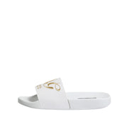 Sandale tip șlapi Dolce & Gabbana din piele albă Beachwear