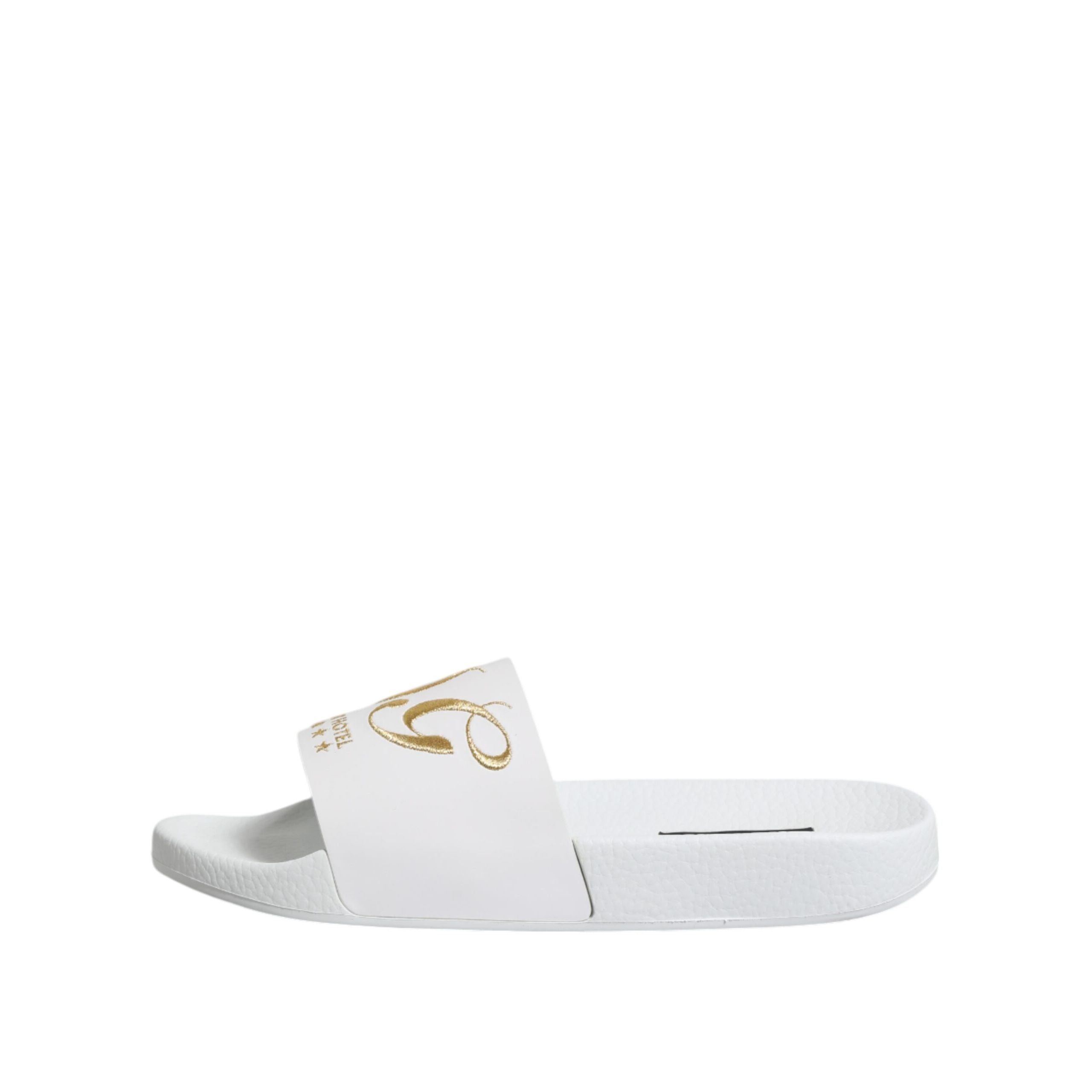 Sandale tip șlapi Dolce & Gabbana din piele albă Beachwear