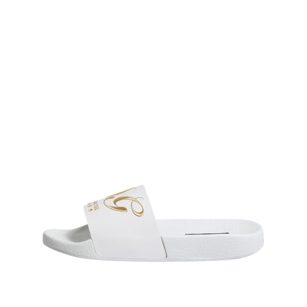 Sandale tip șlapi Dolce & Gabbana din piele albă Beachwear