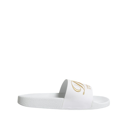 Sandale tip șlapi Dolce & Gabbana din piele albă Beachwear