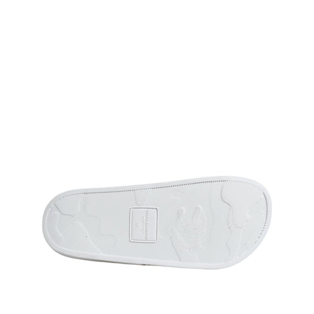 Sandale tip șlapi Dolce & Gabbana din piele albă Beachwear