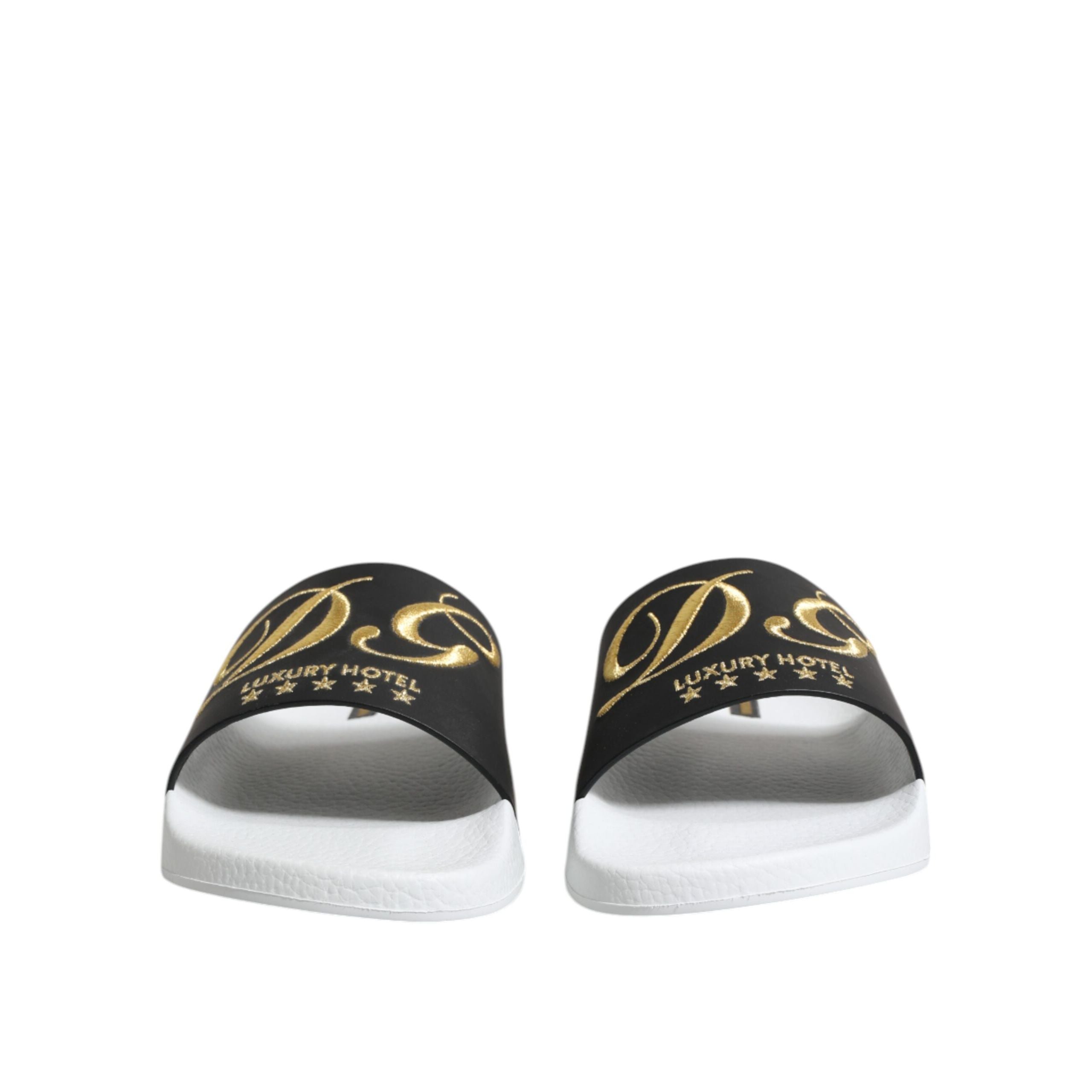 Sandale de plajă Dolce & Gabbana din piele albă și neagră