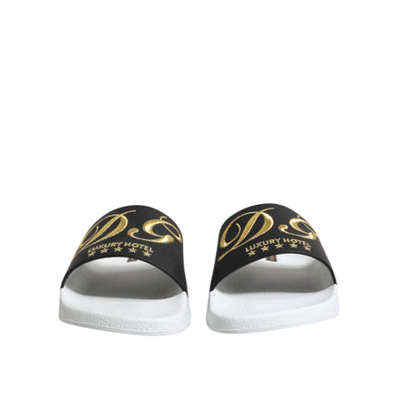 Sandale de plajă Dolce & Gabbana din piele albă și neagră