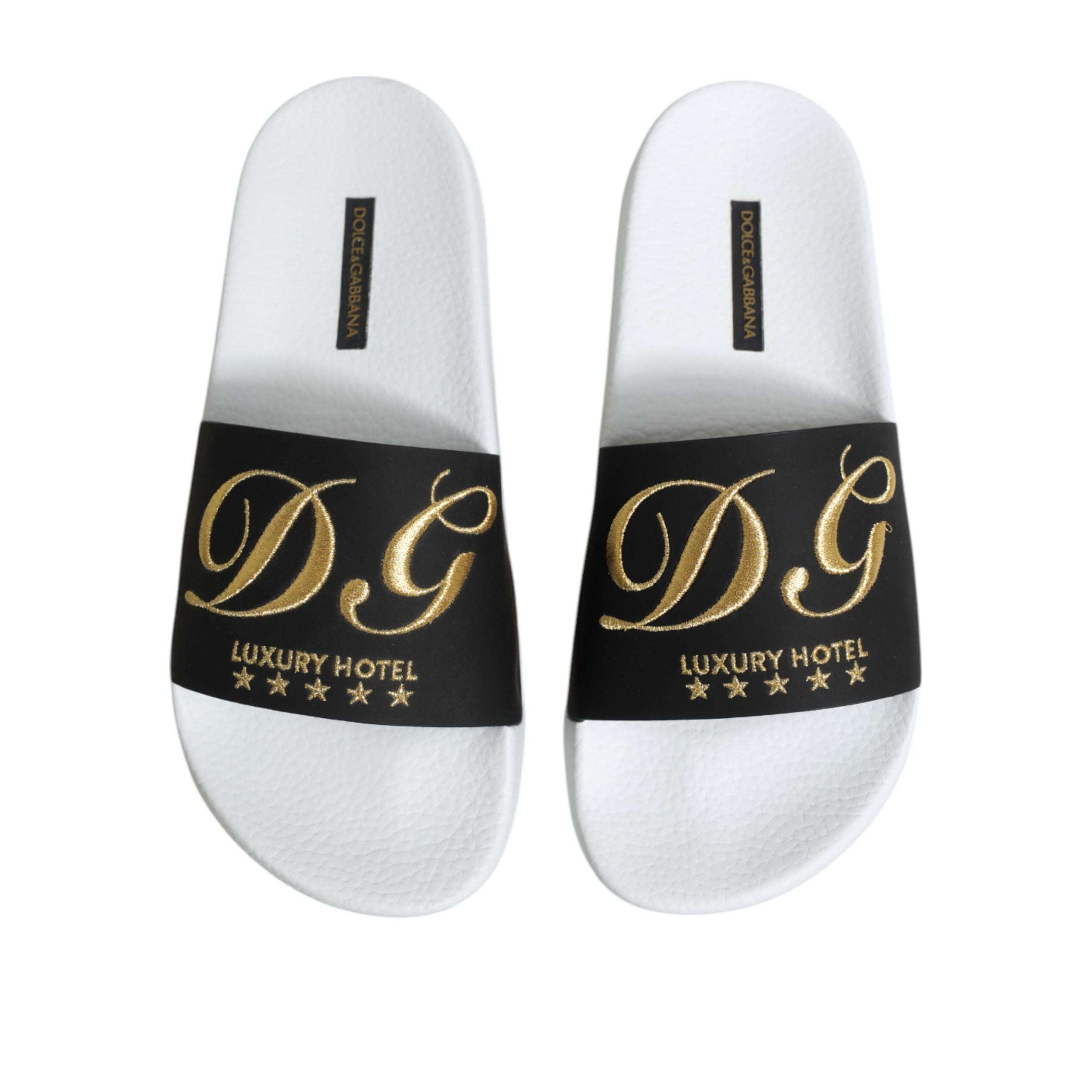 Sandale de plajă Dolce & Gabbana din piele albă și neagră