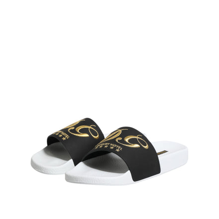 Sandale de plajă Dolce & Gabbana din piele albă și neagră