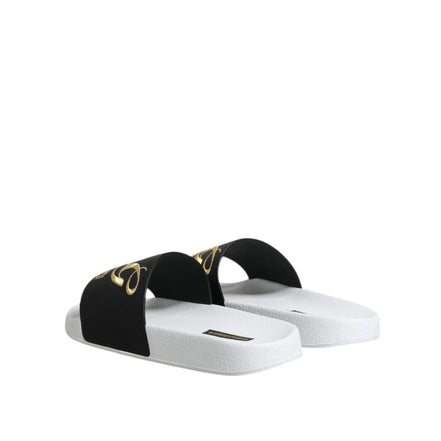 Sandale de plajă Dolce & Gabbana din piele albă și neagră