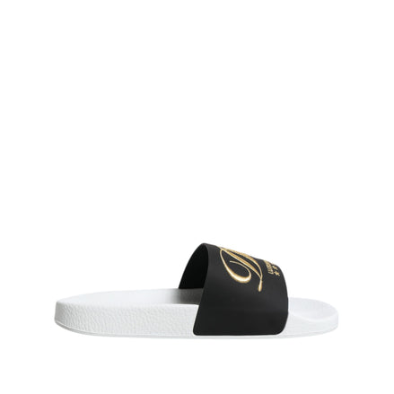Sandale de plajă Dolce & Gabbana din piele albă și neagră