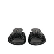 Sandale Dolce & Gabbana cu toc, tip slide, din piele neagră