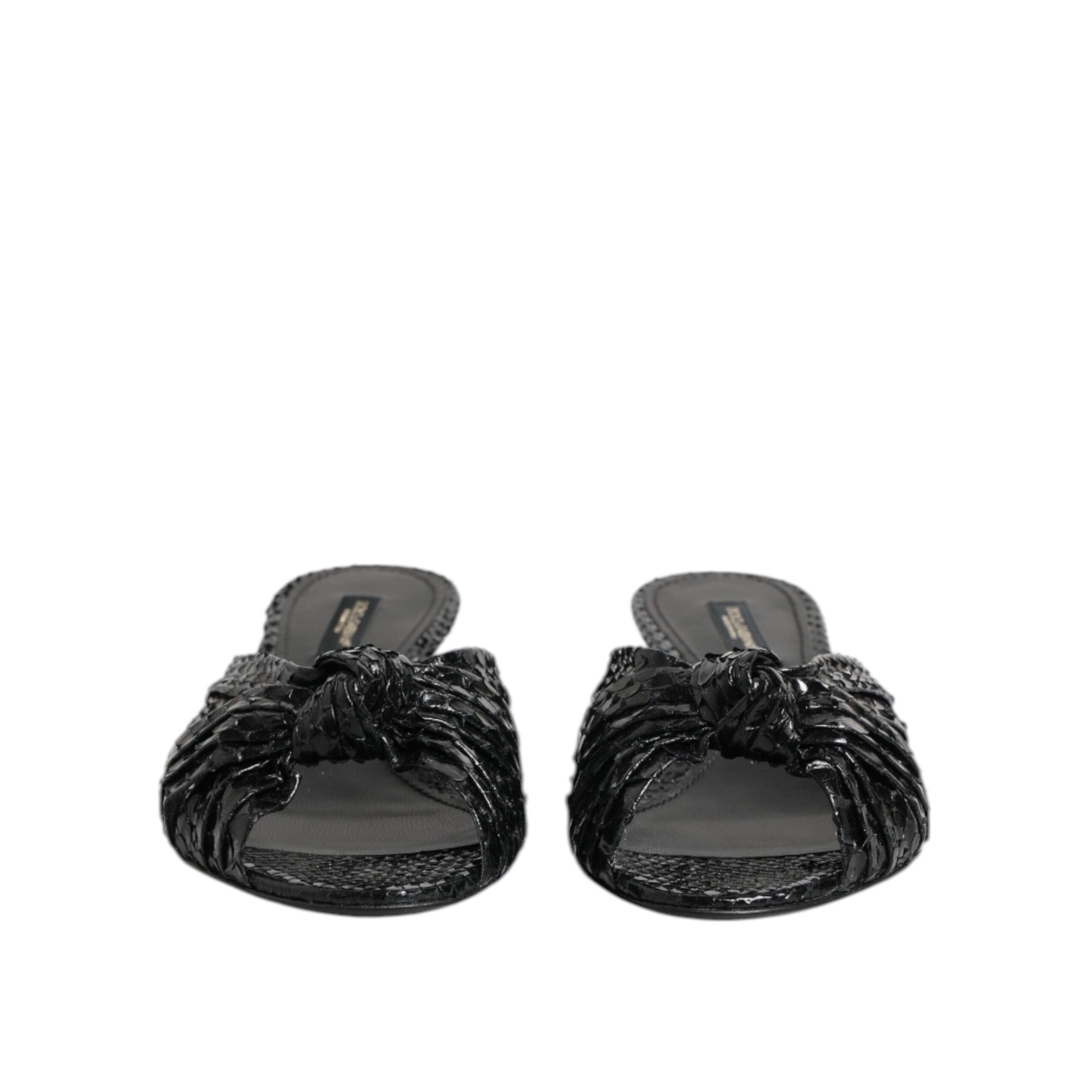 Sandale Dolce & Gabbana cu toc, tip slide, din piele neagră
