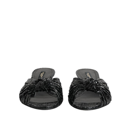 Sandale Dolce & Gabbana cu toc, tip slide, din piele neagră
