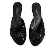 Sandale Dolce & Gabbana cu toc, tip slide, din piele neagră