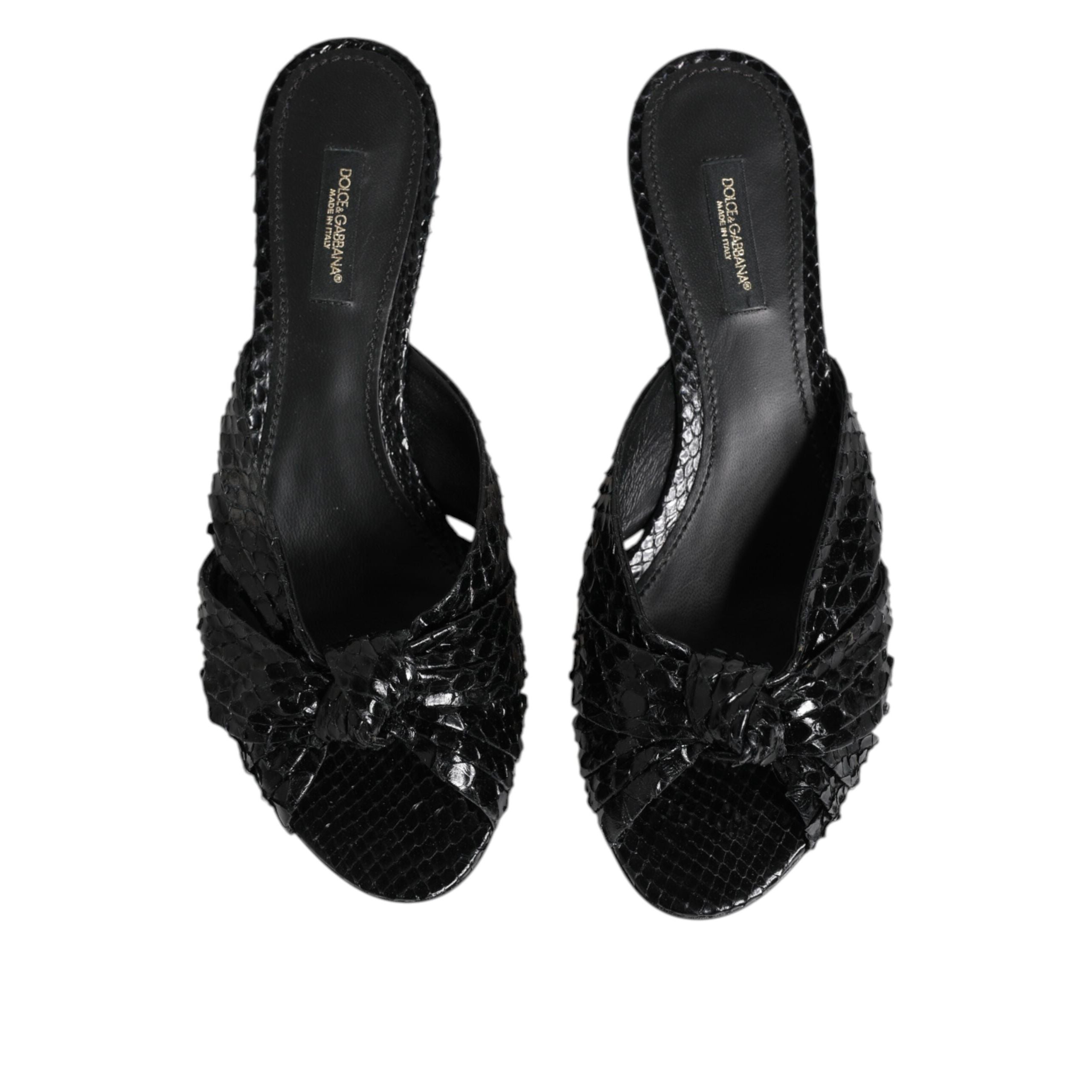 Sandale Dolce & Gabbana cu toc, tip slide, din piele neagră