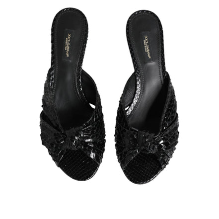 Sandale Dolce & Gabbana cu toc, tip slide, din piele neagră