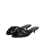Sandale Dolce & Gabbana cu toc, tip slide, din piele neagră
