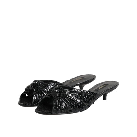 Sandale Dolce & Gabbana cu toc, tip slide, din piele neagră