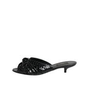 Sandale Dolce & Gabbana cu toc, tip slide, din piele neagră