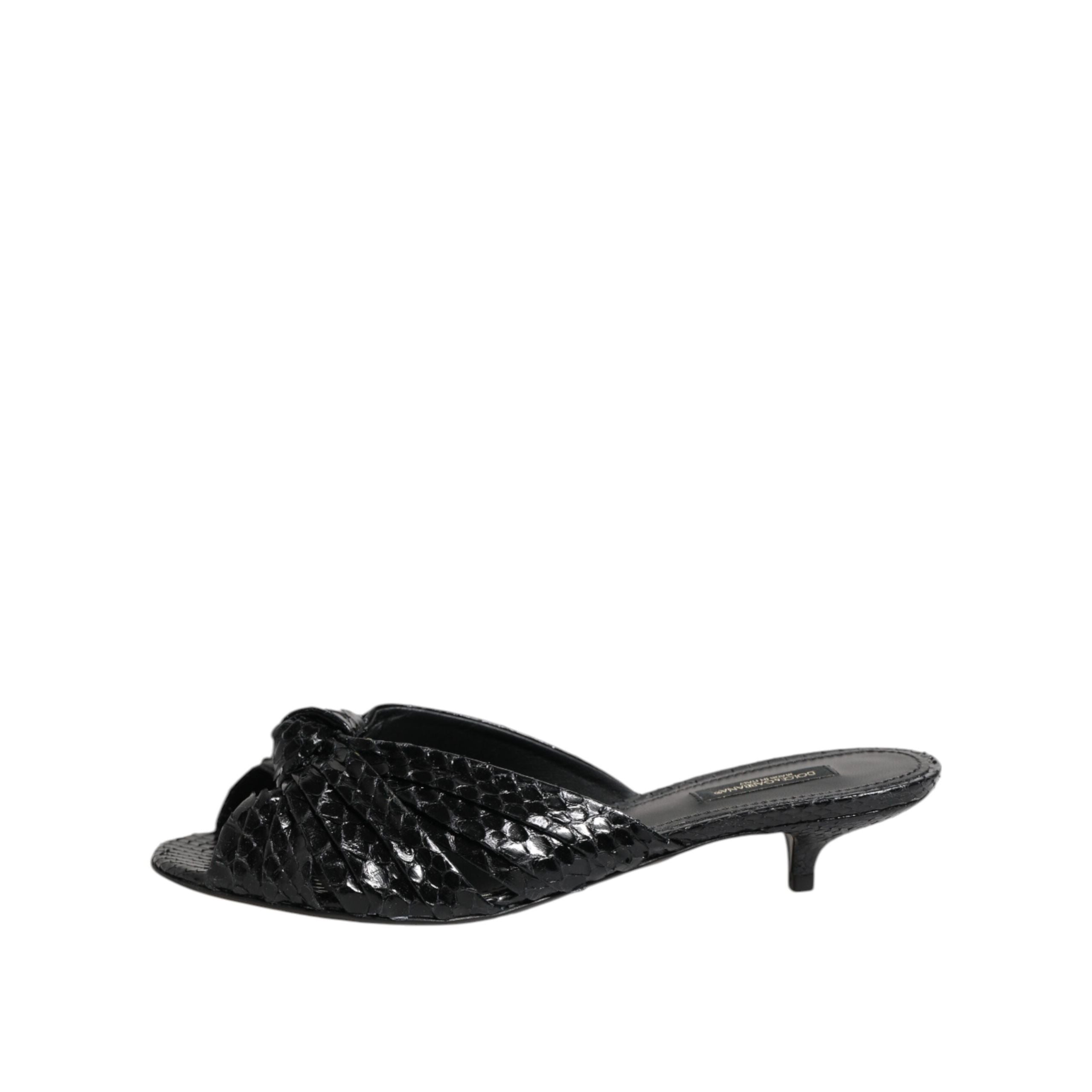 Sandale Dolce & Gabbana cu toc, tip slide, din piele neagră