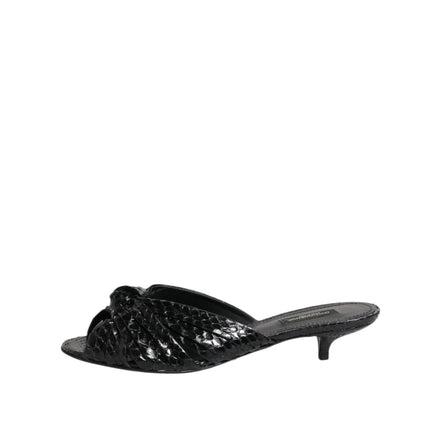 Sandale Dolce & Gabbana cu toc, tip slide, din piele neagră
