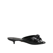 Sandale Dolce & Gabbana cu toc, tip slide, din piele neagră