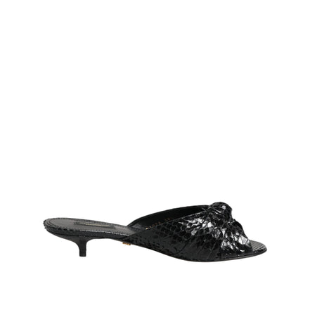 Sandale Dolce & Gabbana cu toc, tip slide, din piele neagră