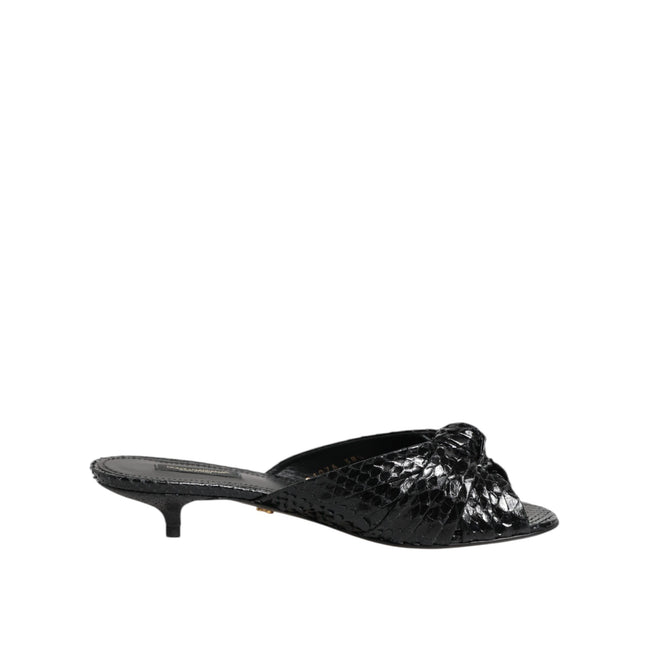 Sandale Dolce & Gabbana cu toc, tip slide, din piele neagră