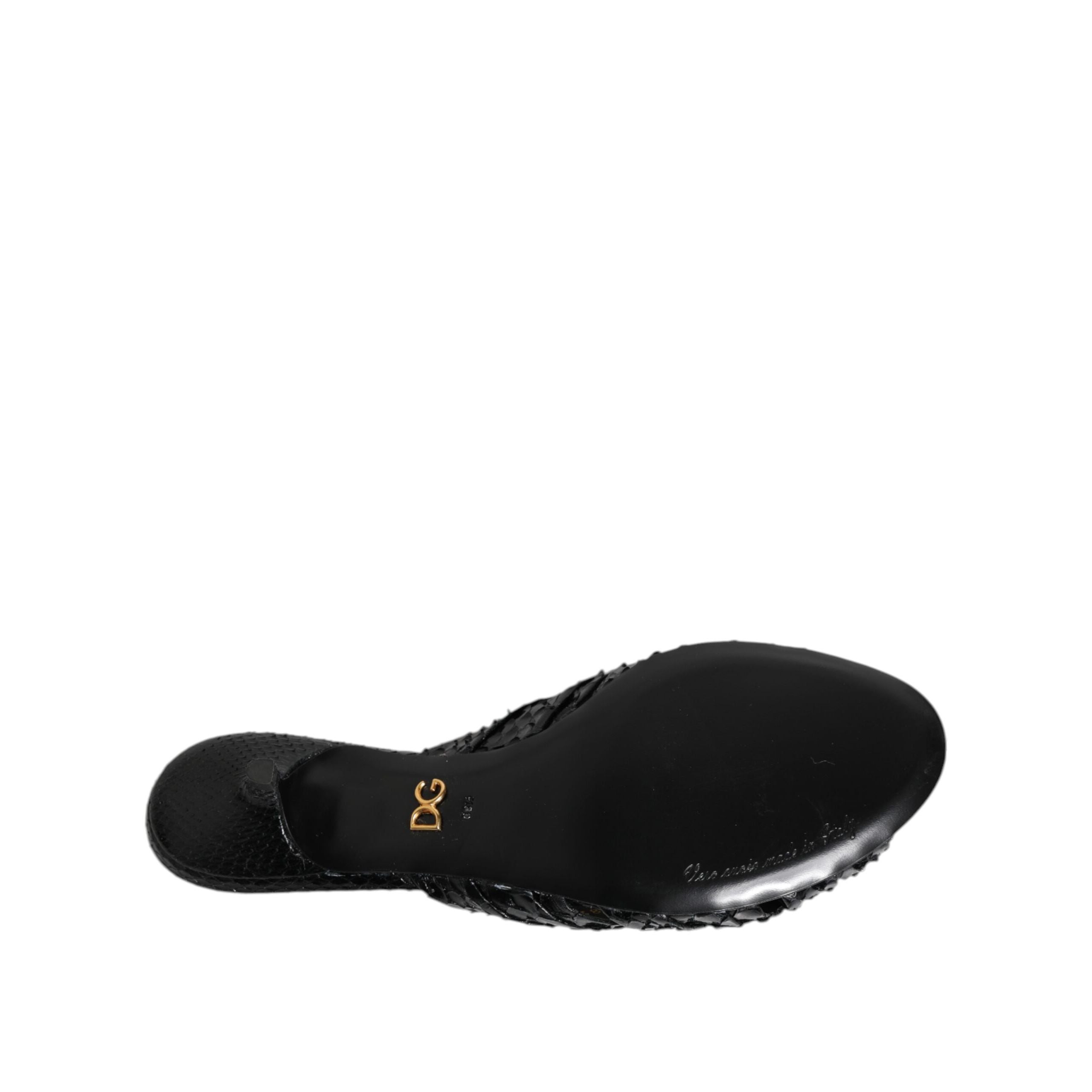Sandale Dolce & Gabbana cu toc, tip slide, din piele neagră