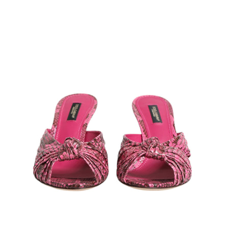 Sandale Dolce & Gabbana cu toc, tip șlapi, din piele roz